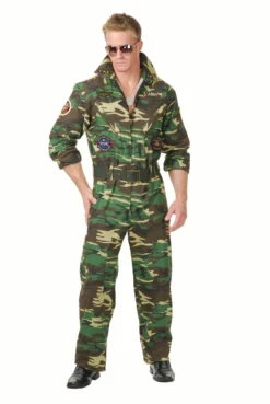 Charades Top Gun Camo Jumpsuit Costume