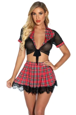 3WISHES Sassy School Uniform Lingerie Set