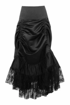 Daisy Corsets USA Black Satin And Lace Gothic Bustle Skirt