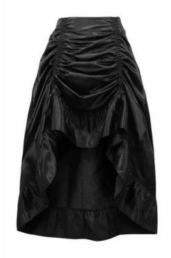 Daisy Corsets USA Black Satin Gothic Ruched Ruffle Skirt