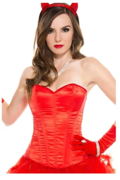 Music Legs Red Satin Sweetheart Corset