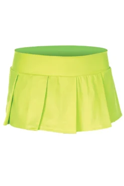 Music Legs Neon Green Pleated Skirt