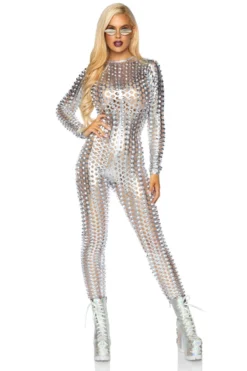 Leg Avenue Laser Cut Metallic Catsuit
